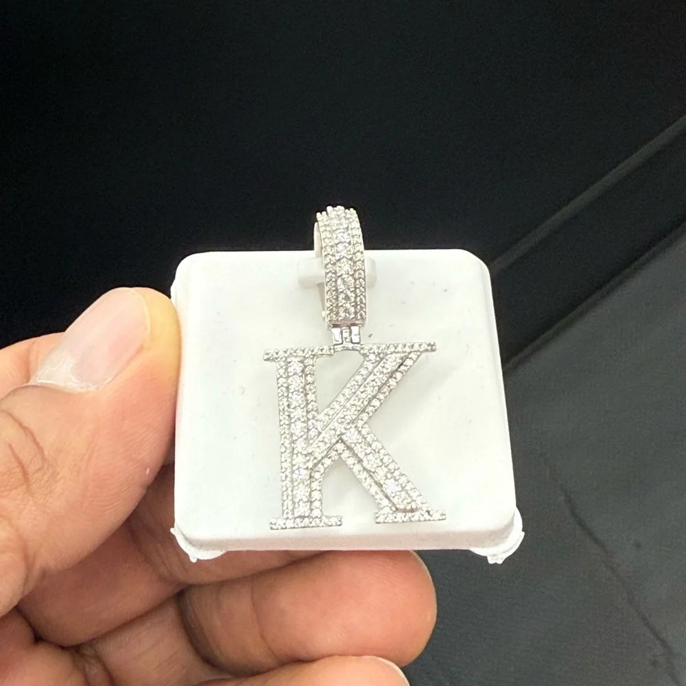 925 Sterling Silver later 'K' Pendant - Picture 1 of 9